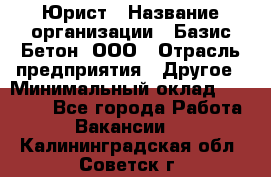 Юрист › Название организации ­ Базис-Бетон, ООО › Отрасль предприятия ­ Другое › Минимальный оклад ­ 25 000 - Все города Работа » Вакансии   . Калининградская обл.,Советск г.